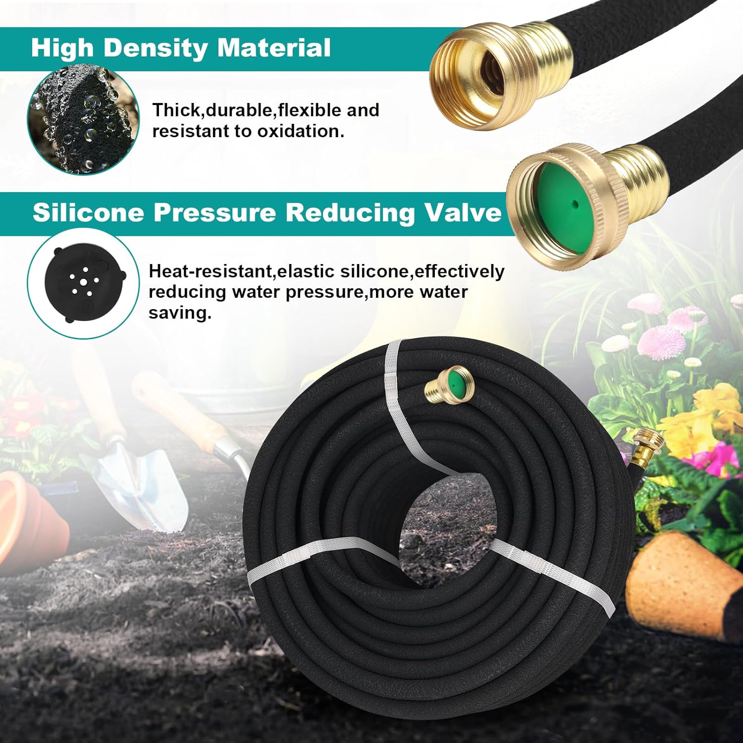 100 FT Soaker Hose 1/2" Heavy Duty Garden Hose to Save 70% Water Drip Irrigation Kit for Lawn/Yard Landscaping Beds (100FT)