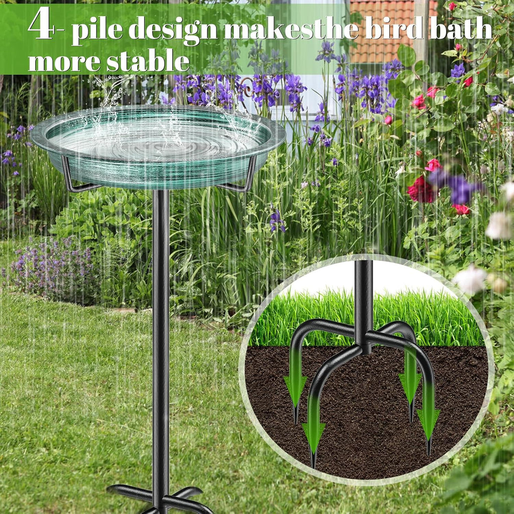 Freestanding Birdbaths Bowl Outdoor, Free Standing Garden Bird Bath Bird Feeder Bowl, Detachable Decoration Spa Birdfeeder for Garden Patio Yard Lawn