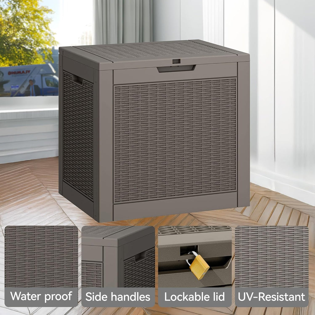 KAMABOKO 30 Gallon Outdoor Storage Box, Resin Deck Boxes Indoor and outdoor, Waterproof Storage Box Lockable Lid for Garden Tools, Package Delivery, Pool Supplies, Patio Cushions, Grey