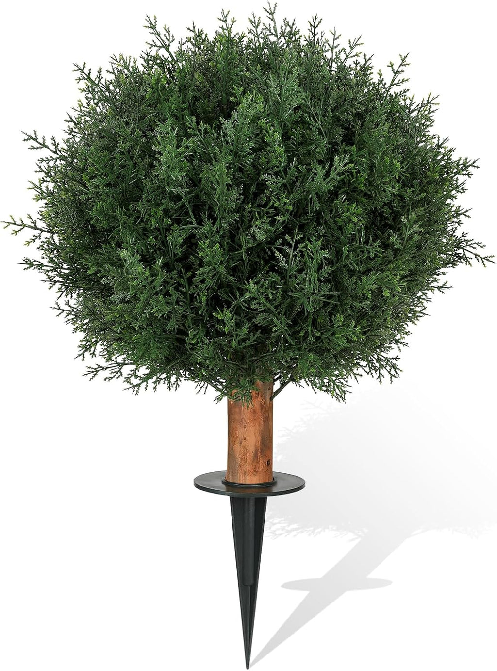 Artificial Cedar Shrubs Ball Trees with Ground Spike, 24.6 inche Tall UV-Resistant Fake Outdoor Plants Evergreen Trees, Realistic Faux Pine Bushes for Front Porch Home Patio Garden, 1 Pcs