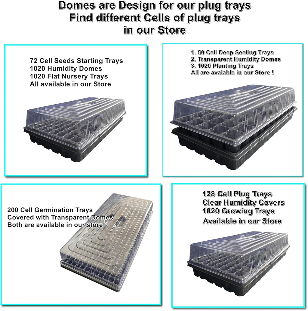 10 Pcs Humidity Dome, Plastic Clear Seed Starter Dome 1020 Tray Covers Humidifying and Insulating for Greenhouse Germination and Garden Growing (21.5"×11.5", 3.15" Height, 10-Pack)