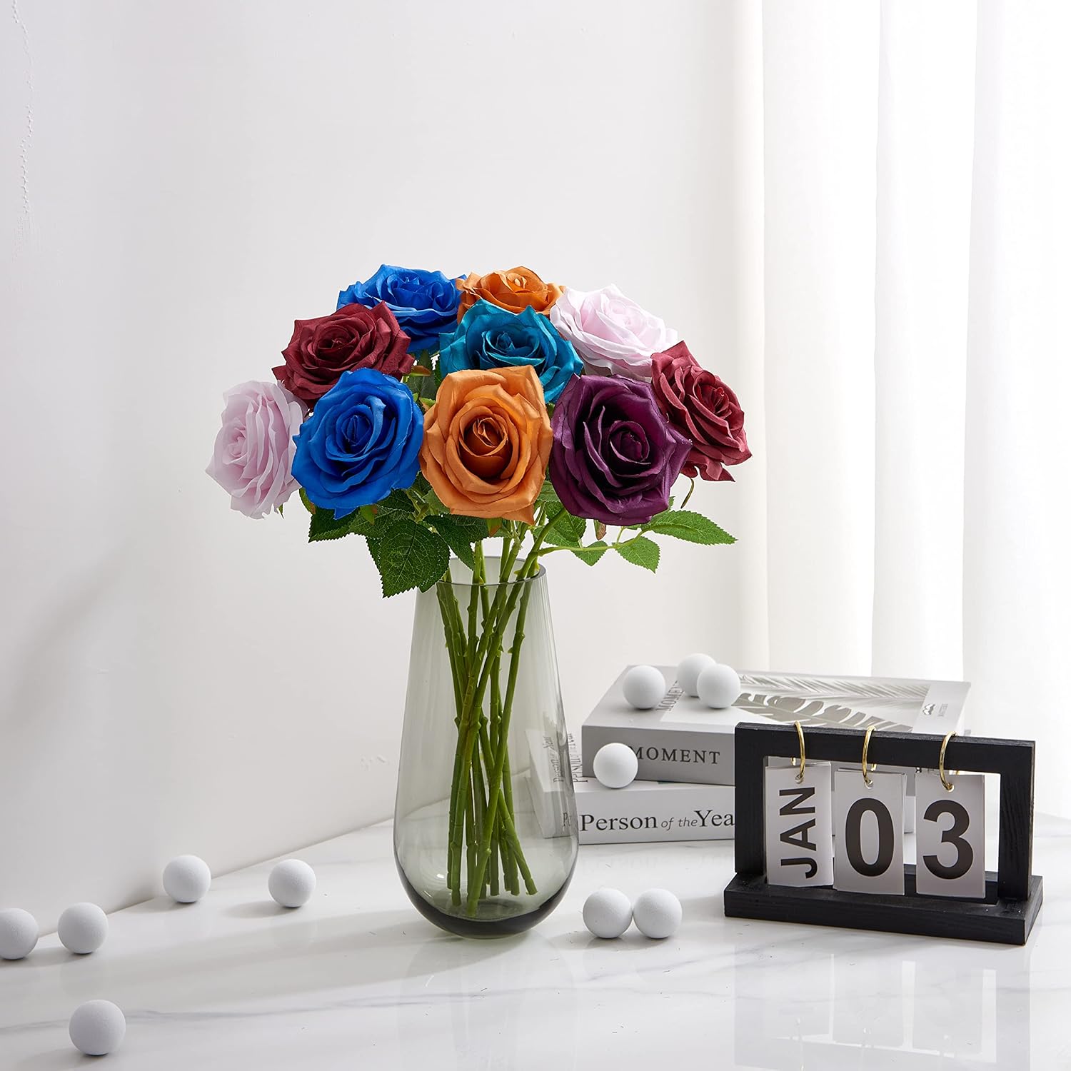 Plum Artificial Rose 10pcs Open Flower Bouquet Faux Rose Stems for Wedding Arrangement, Bridal Bouquet, Centerpiece, Fake Faux Silk Flowers