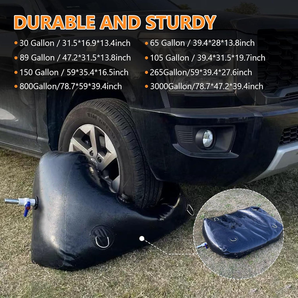 Water Storage Bladder, Water Tank 65 Gallon Foldable Portable Water Storage, Large Water Storage Containers with 3/4" PVC Spigot and Overflow Kit for Camping, Garden, Emergency Water Storage