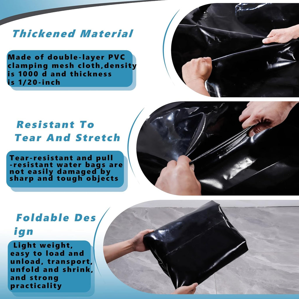 113 L/30 Gal Water Bladder Tank, Foldable Portable Water Storage Container, Emergency Water Bag for RV, Truck Bed, Fire Prevention, Drought Resistance, Black