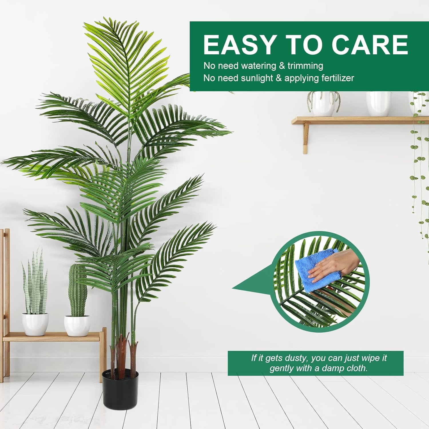 Jexine 4 Pack Artificial Palm Trees 5Ft, Fake Plants Fake Trees Artificial Areca Palm Plants for Outdoor Indoor Faux Palm Tree in Pot for Pool Home Decor Office Housewarming Gift Modern Decoration