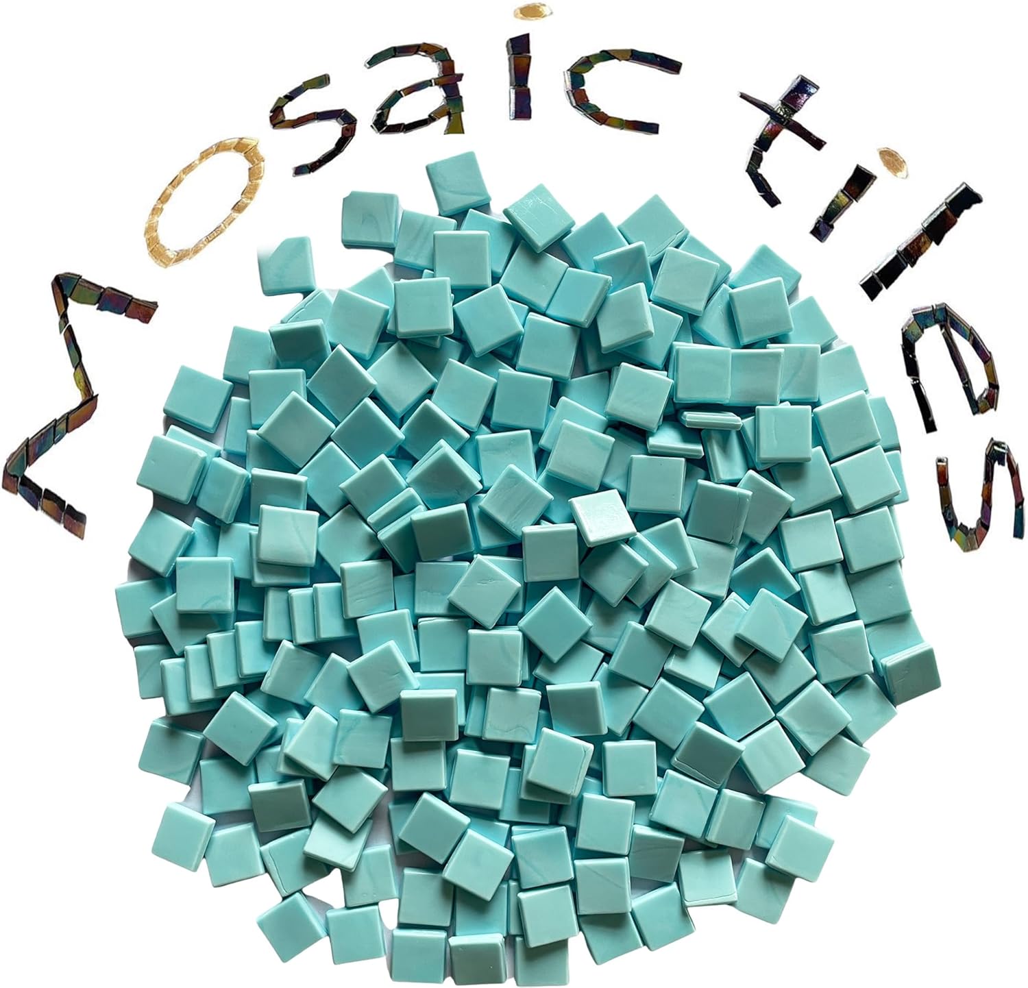 SMEIINIK 1.1lb Bulk Single Iridescent Color Mosaic Tiles for Crafts, Glass Mosaic Pieces for Mosaic Puzzles, Stained Glass Tiles for Mosaic DIY, Mosaic Making Supplies(AJ52-31)