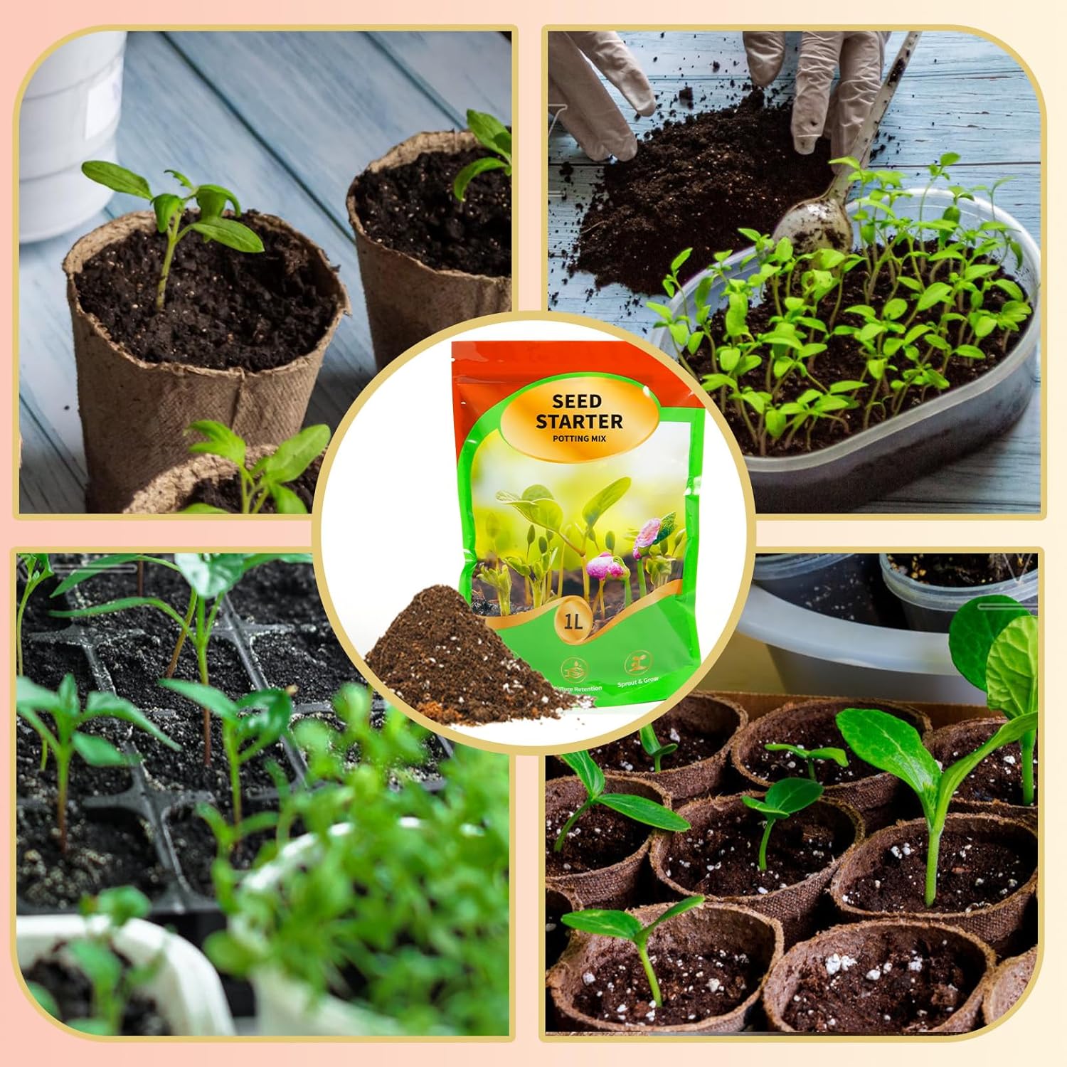 Seed Starting Soil Mix 2qt, Seed Starter Seedling Soil Ready to Use Suitable for Vegetable, Flower, Houseplant and Bonsai