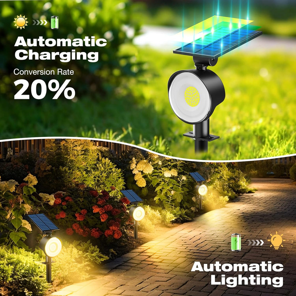 nipify 2 Pack Solar Spot Lights Outdoor Waterproof with 3 Modes, Solar Spotlight Light for Outside Yard Landscape Lighting Pathway Lights Wall,Warm White