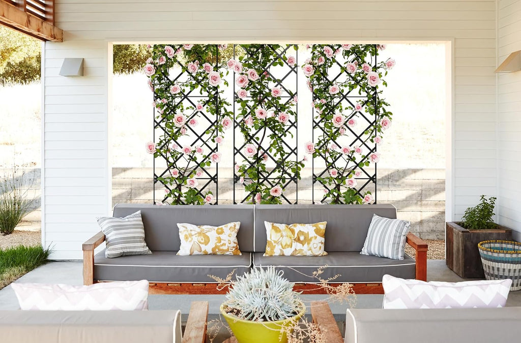 Giant Trellis, 108” high (9’ Tall) by 28” Wide Trellis with Arched top - Pack of 3 Complete trellises - by Meranti Home + Garden