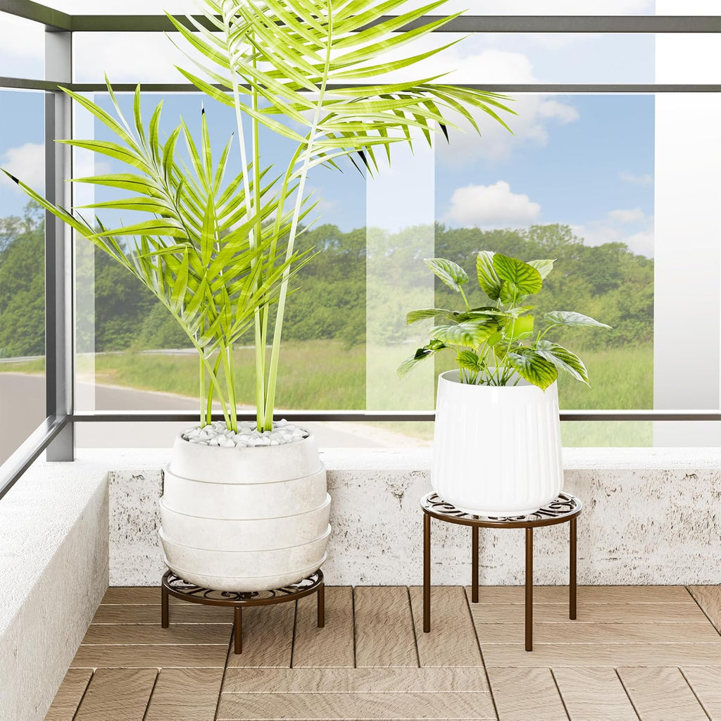 Brown Plant Stand Plant Holder - 10.24'' Short Flower Stand for Garden Courtyard, Heavy Duty Plant Rack for Multiple Plant Indoor or Outdoor.