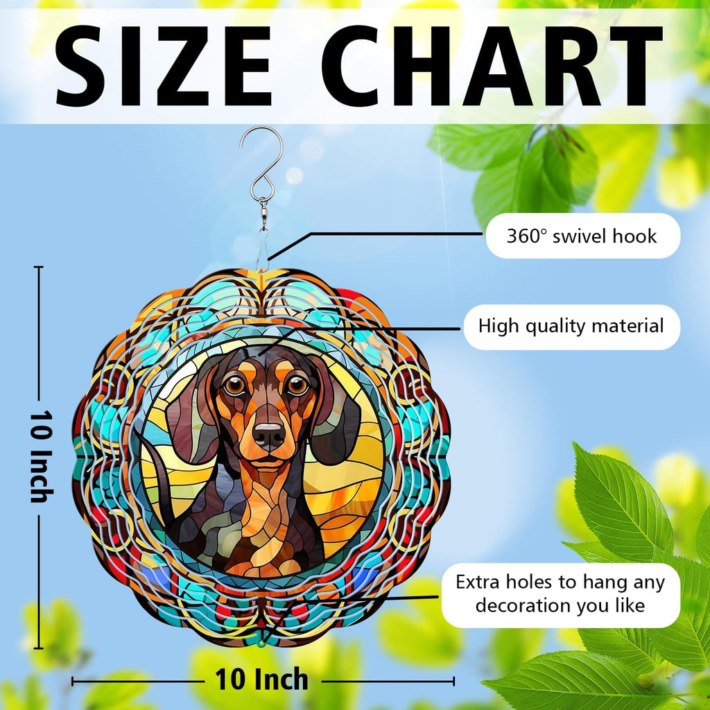 Dachshund Yard and Garden Wind Spinner, Unique 3D Hanging Dachshund Wind Spinner
