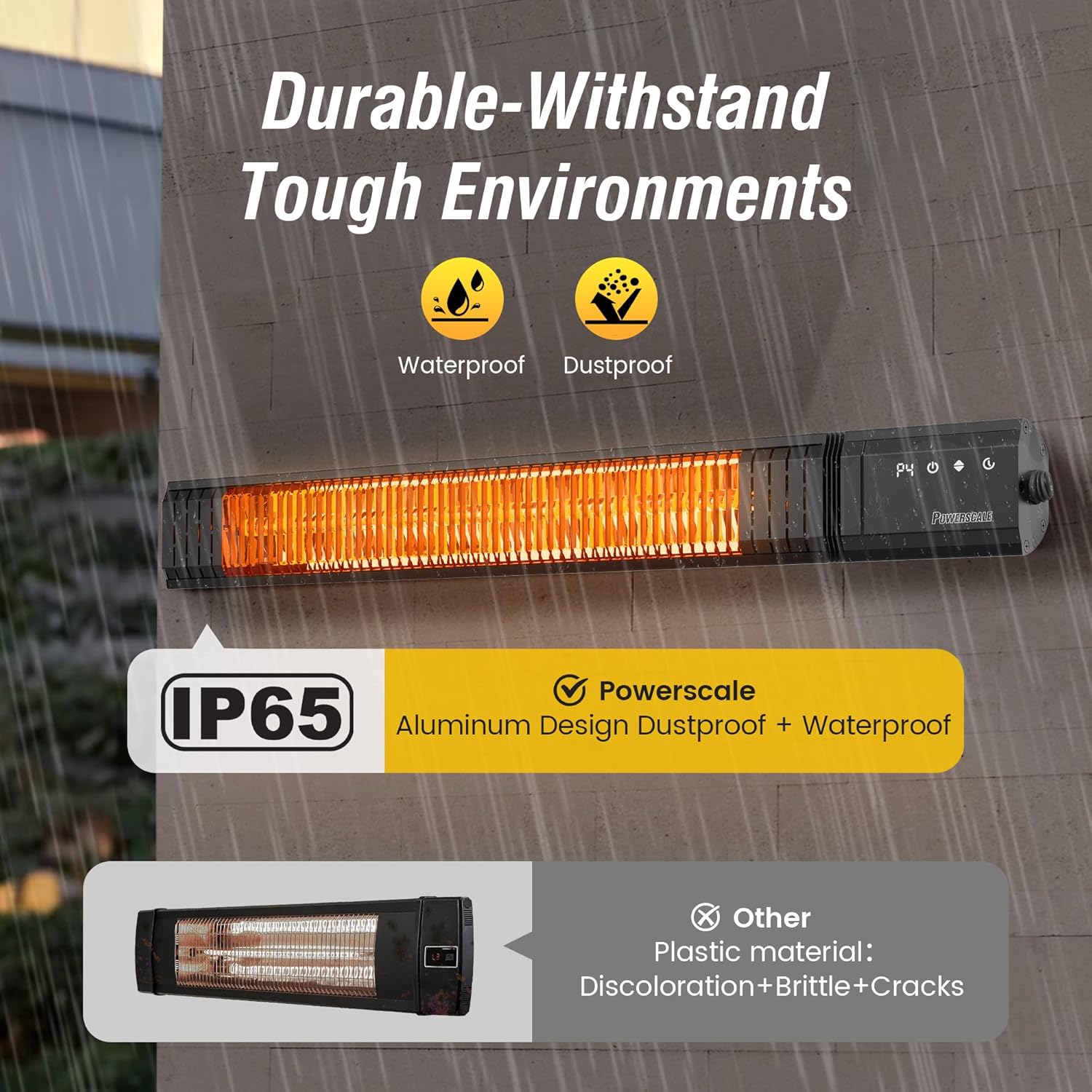 Outdoor Heaters for Patio Electric, 1500W Infrared Heater with Remote, IP65 Waterproof Outdoor Electric Heater for Porch, Garage & Backyard