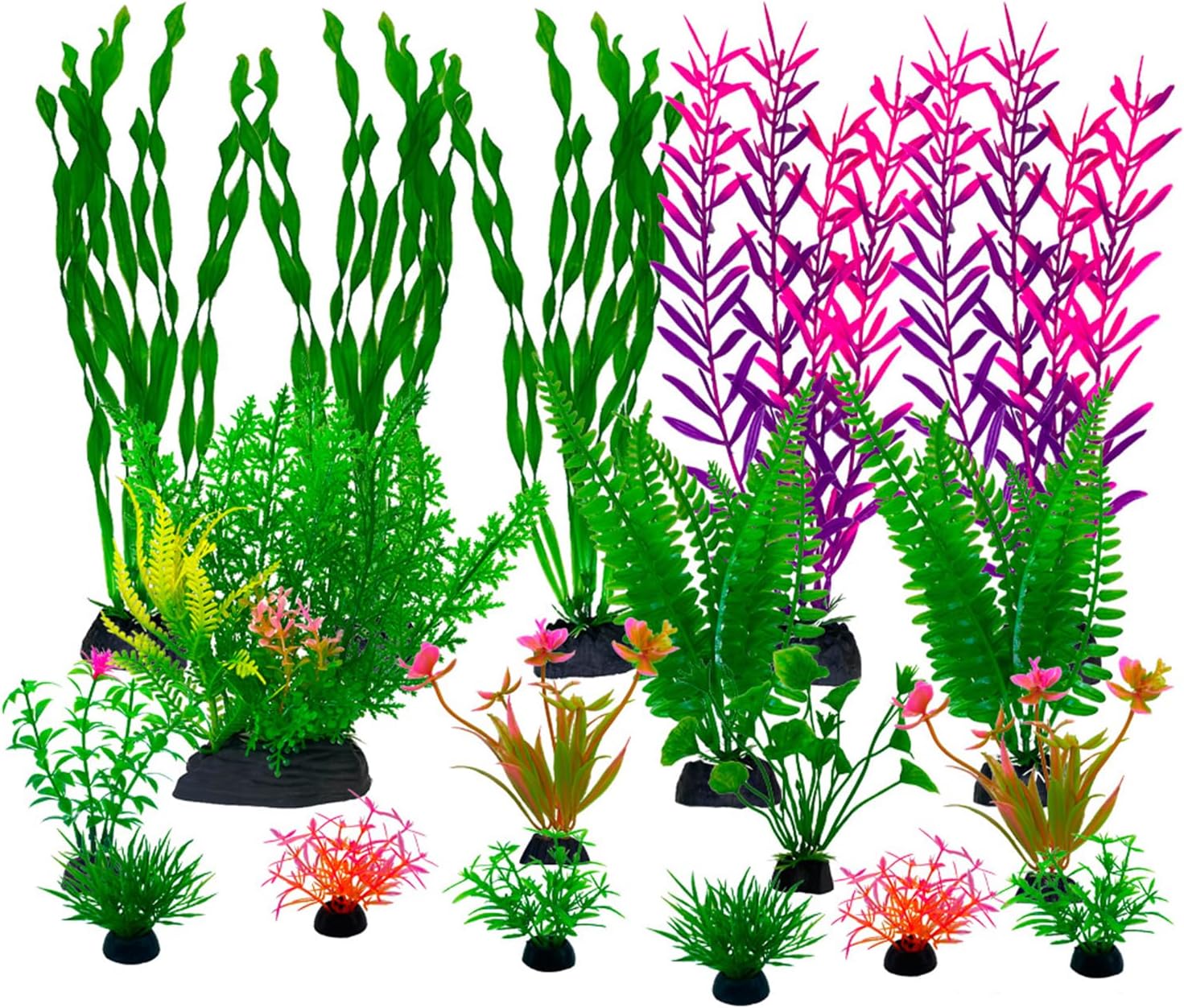 18 Pieces Colorful Artificial Fish Tank Decorations, Aquarium Decorations Fish Tank Purple Artificial Plastic Plants