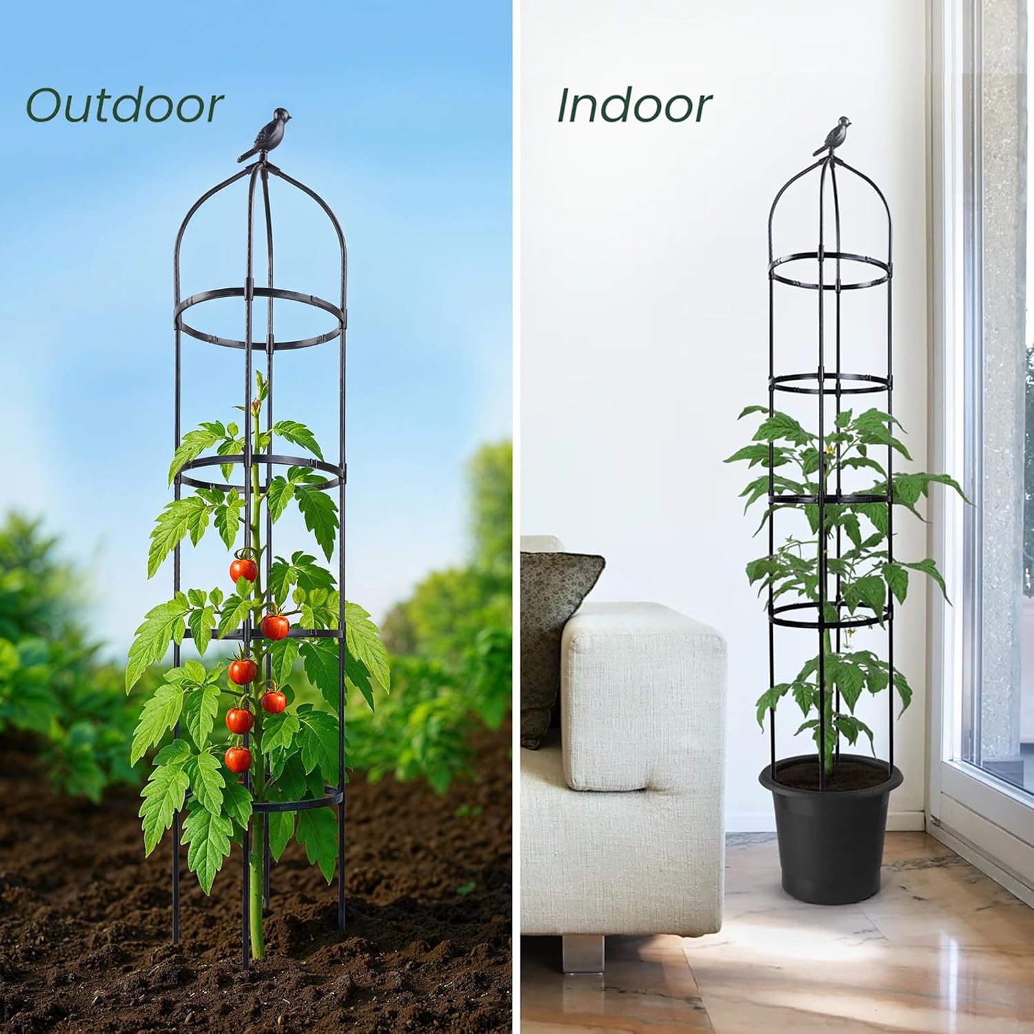 Idzo Plastic Obelisk Trellis for Climbing Plants Outdoor 5.8 Feet Tall, 70in Garden Trellis for Garden Outdoor Potted Plant Support, 1pc, Obelisk Trellises _ Plastic Coated