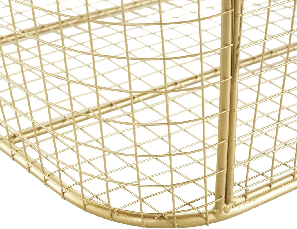 Deco 79 Metal Decorative and Functional Storage Basket Deep Basket Organizer with Round Handles, Basket for Storage 20" x 18" x 19", Gold