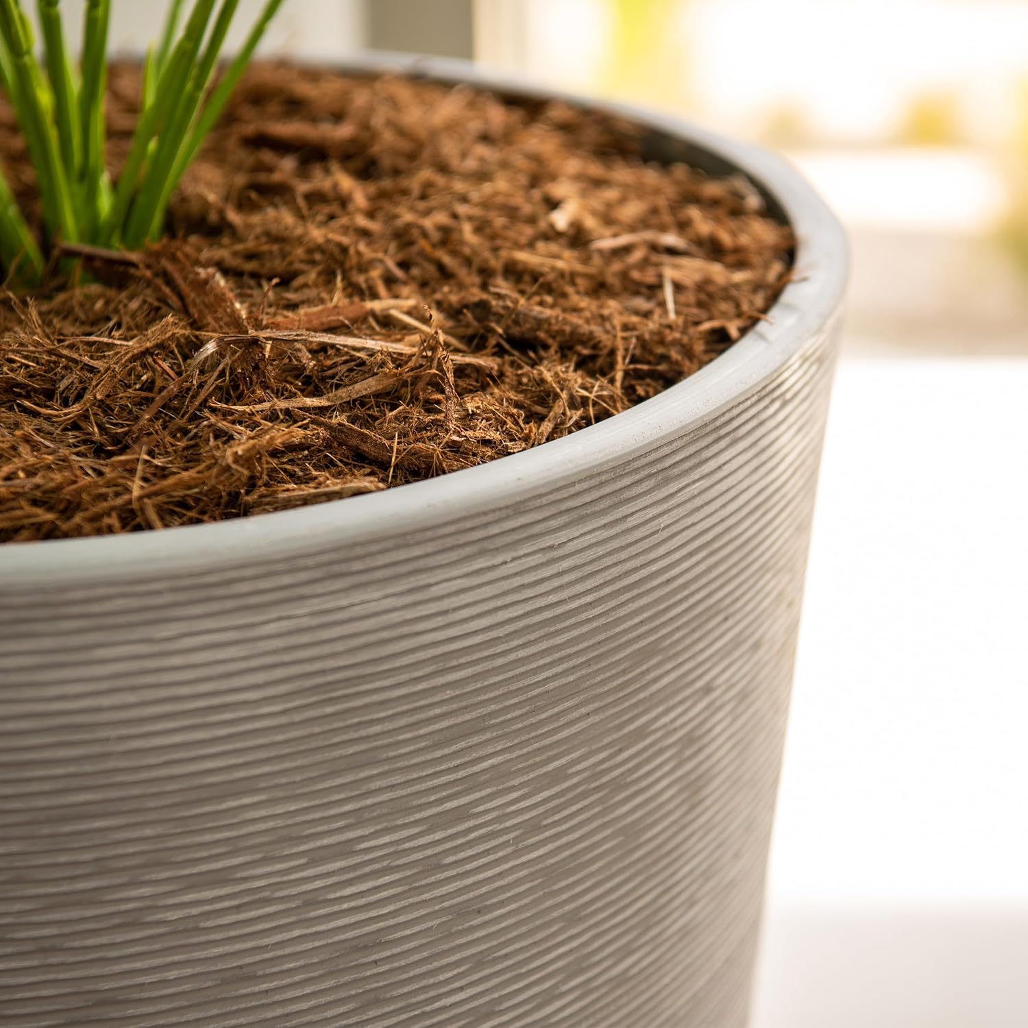 XBrand Modern 28-Inch Tall Round Planter, Modern Tapered Planter Perfect for Indoor & Outdoor Planter, Patio Décor, Gray