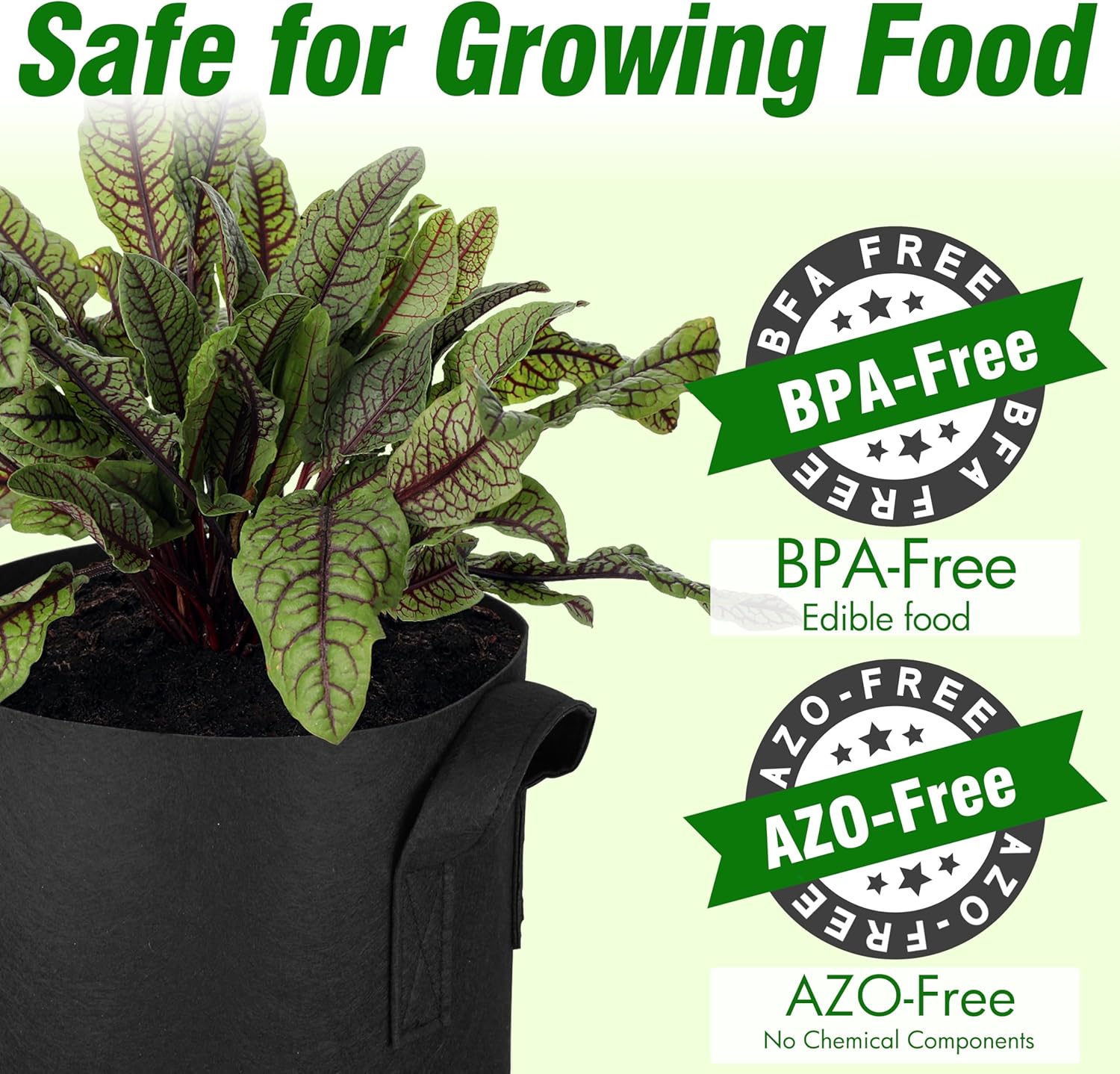 PHYEX 12-Pack 5 Gallon Grow Bags, Heavy Duty Fabric Pots with Handles, Reusable Plant Bags for Vegetable, Herbs & Flowers, BPA-Free, Breathable, Durable