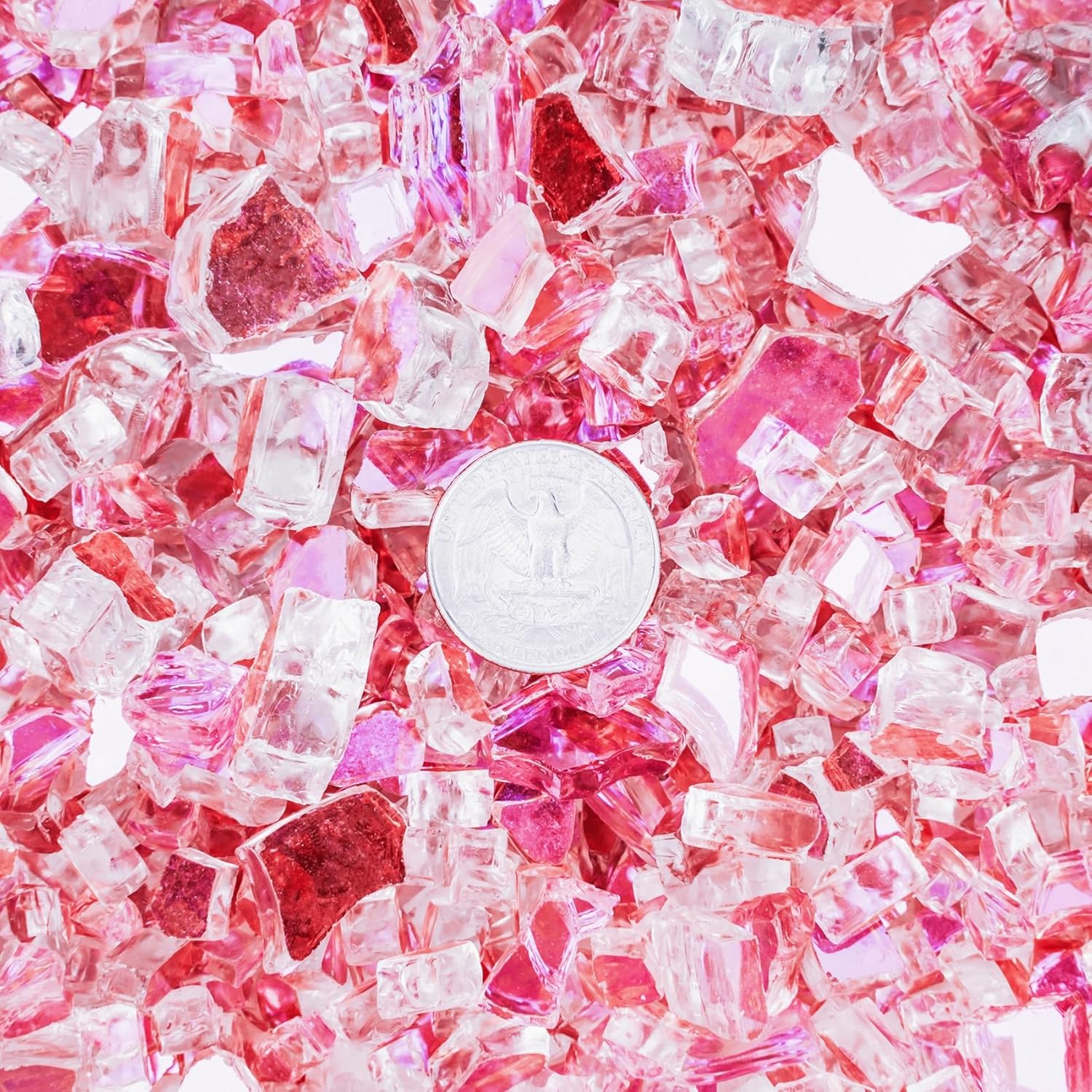 Mr. Fireglass 10 Pounds Fire Glass - 1/2 Inch High Luster Reflective Tempered Glass Rocks for Fireplace Fire Pit Table and Landscaping, Rose Gold