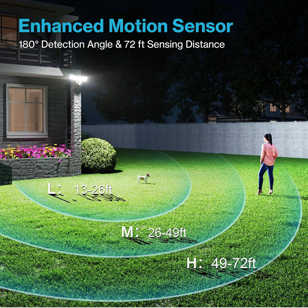 Olafus 100W Motion Sensor Outdoor Lights, 10000LM 2 Pack Motion Sensor Flood Light, Dusk to Dawn Outdoor Lighting, IP65 Waterproof Motion Detector Lights for Outside, White