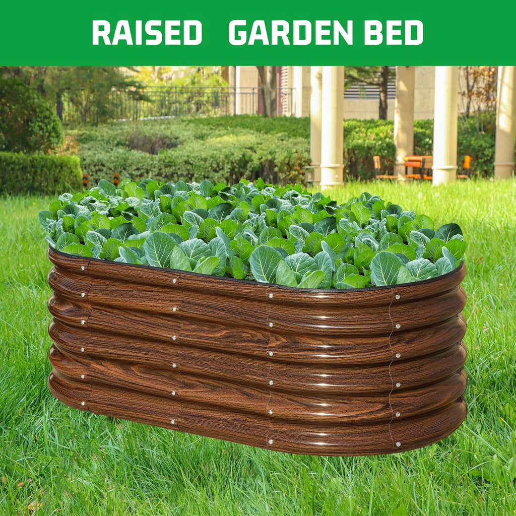 SnugNiture 3 Pcs 4x2x1.5ft Raised Garden Bed Outdoor, 17" Tall Galvanized Metal Planter Box, Raised Garden Bed Kit for Planting Vegetables Plants Fruits, Brown