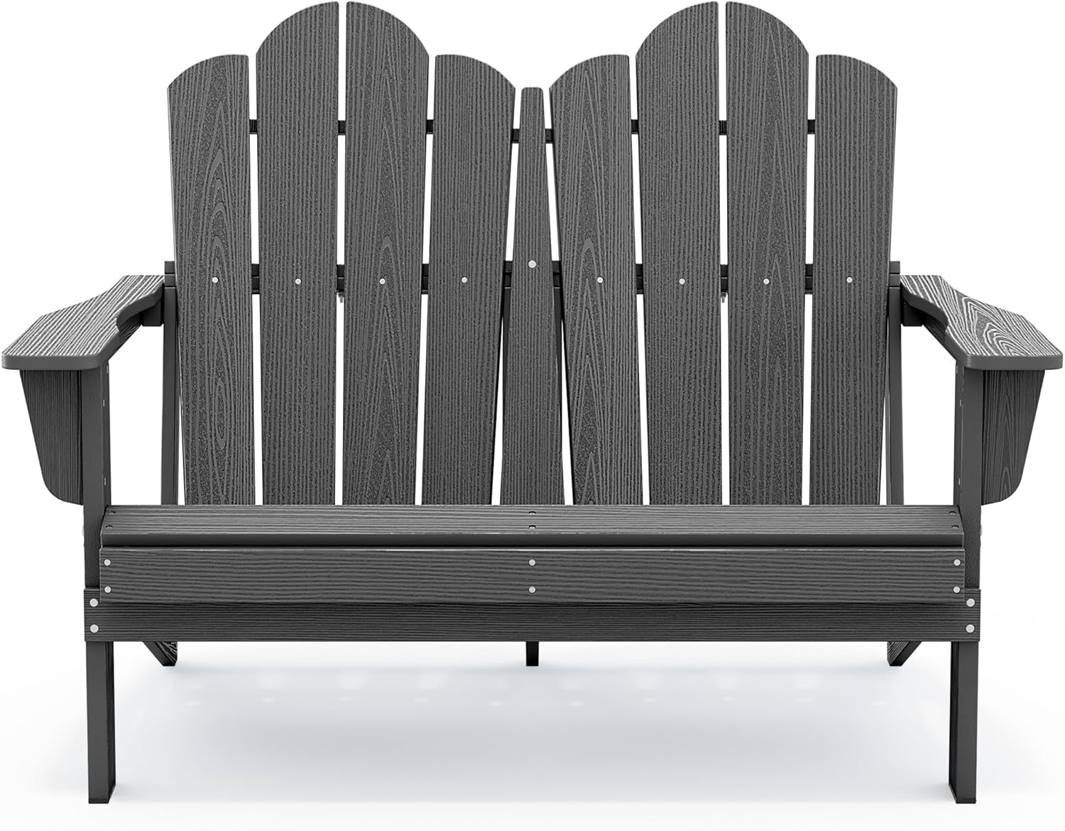 SERWALL Adirondack Bench, HDPE All-Weather Adirondack Loveseat, Outdoor Adirondack Chair for 2, Grey