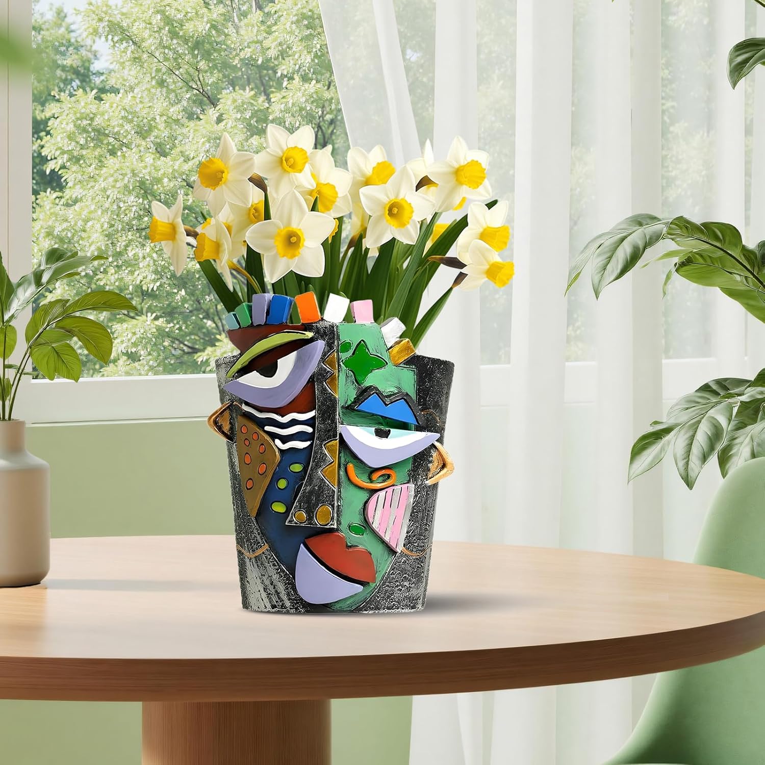 Picasso Abstract Face Planters Pots, Unique Abstract Flower Pot Head Planter Pot Ornaments Resin Brutalist Flowerpot with Drainage Hole for Indoor and Outdoor Plants Home Decor (Bronze)