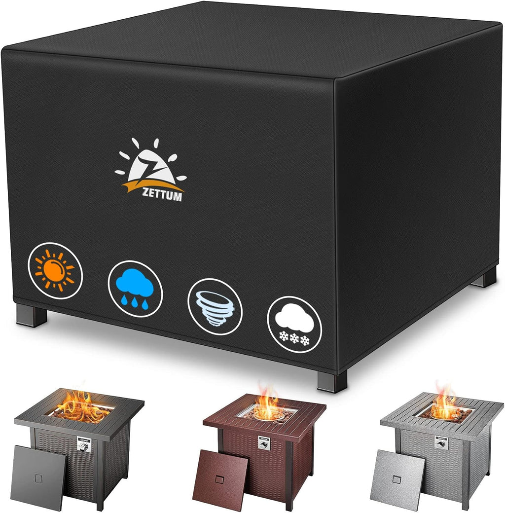 Fire Pit Cover Square 28 Inch - Outdoor Firepit Cover Heavy Duty & Waterproof, 600D Patio Fire Table Cover Gas Fire Pit Accessories Fit 28" Yaheetech and 28" Ciays Firepit - 28 x 28 x 25 Inch