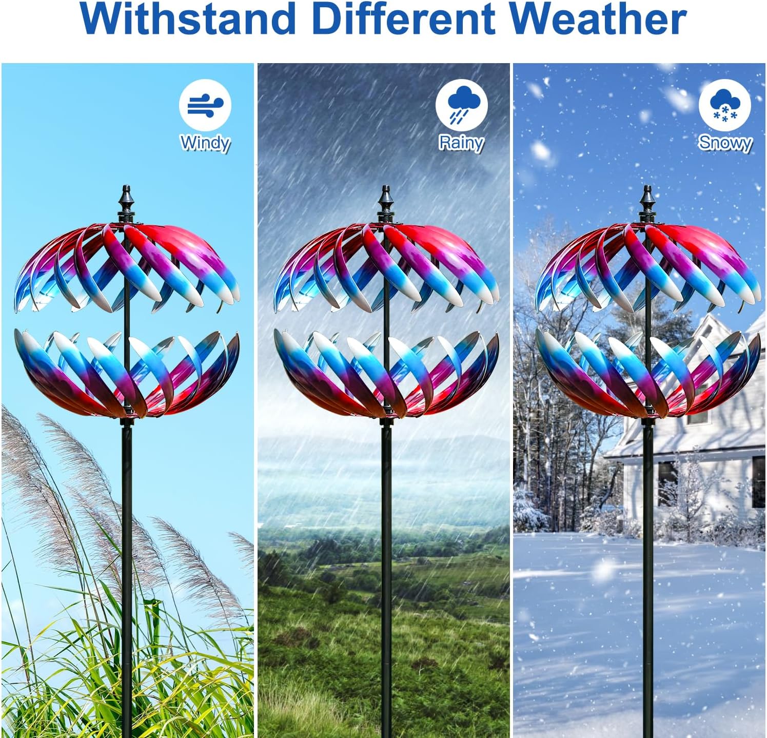 LimeHill Wind Spinners Outdoor, 84" Large Metal Wind Spinners for Yard and Garden, Wind Sculptures & Spinners with Stake, Windmill for Yard Ideal Gift for Family Friends