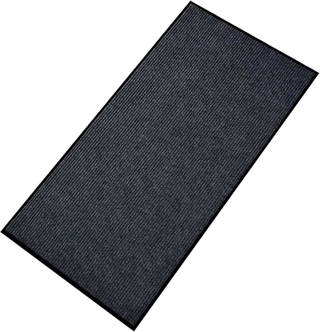 fani Heavy Duty Large Outdoor Indoor Entrance Black Doormat Waterproof Low Profile Entrance Rug Front Door Mat Patio Anti-Skid Rubber Back, 48x96 inch (Gray)