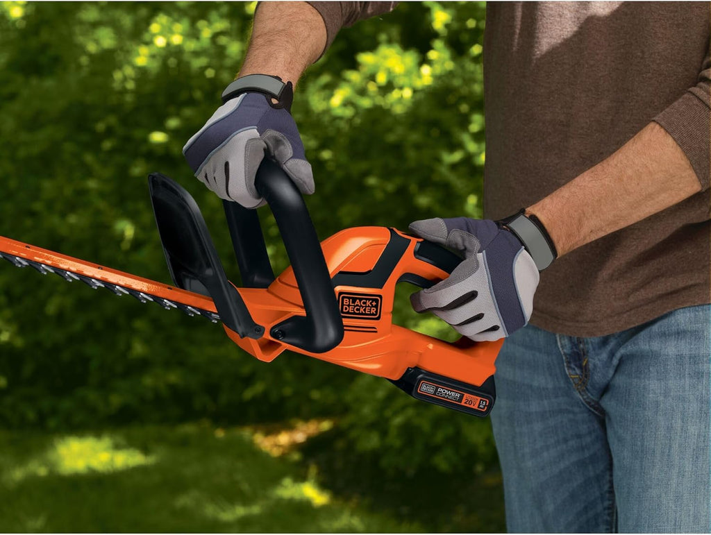 BLACK+DECKER 20V MAX Cordless Hedge Trimmer, 22 Inch Steel Blade, Reduced Vibration, Battery and Charger Included (LHT2220)