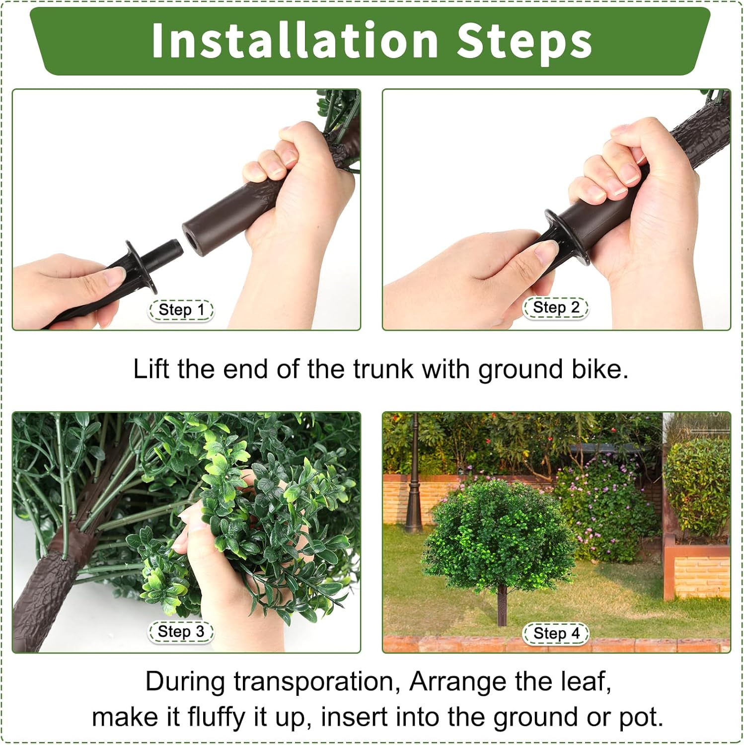 Artificial Boxwood Topiary Ball Trees, Set of 2 Artificial Boxwood Ball Bush Artificial Shrub Bushes UV Resistance Rated with Spike Fake Outdoor Plant for Front Door Decor, Home Decor, Garden