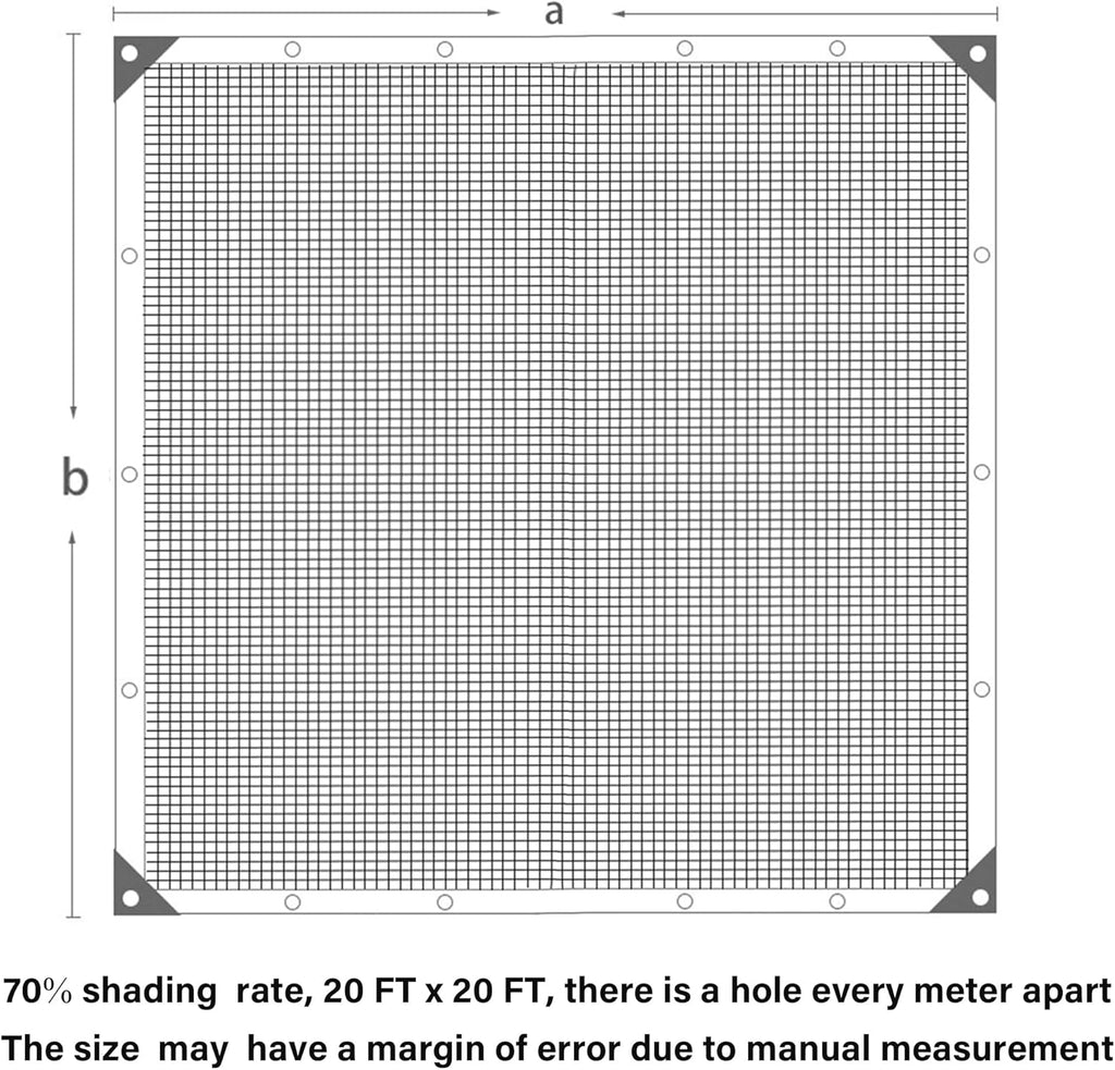 winemana 70% Black Shade Cloth, 20 x 20 FT Durable Mesh Tarp with Grommets, Resistant Garden Sun Shade Netting with Taped Edge for Plant Cover, Greenhouse, Patio, Tomatoes, Chicken Coop, Barn Kennel