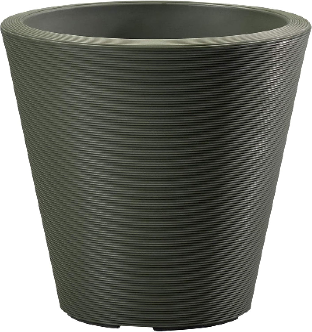 Crescent Garden Madison Planter– Weather-Resistant, Double Walled Indoor/Outdoor Plant Pot with Drain Hole – Large Plastic Plant Pot, 26" W (Olive)