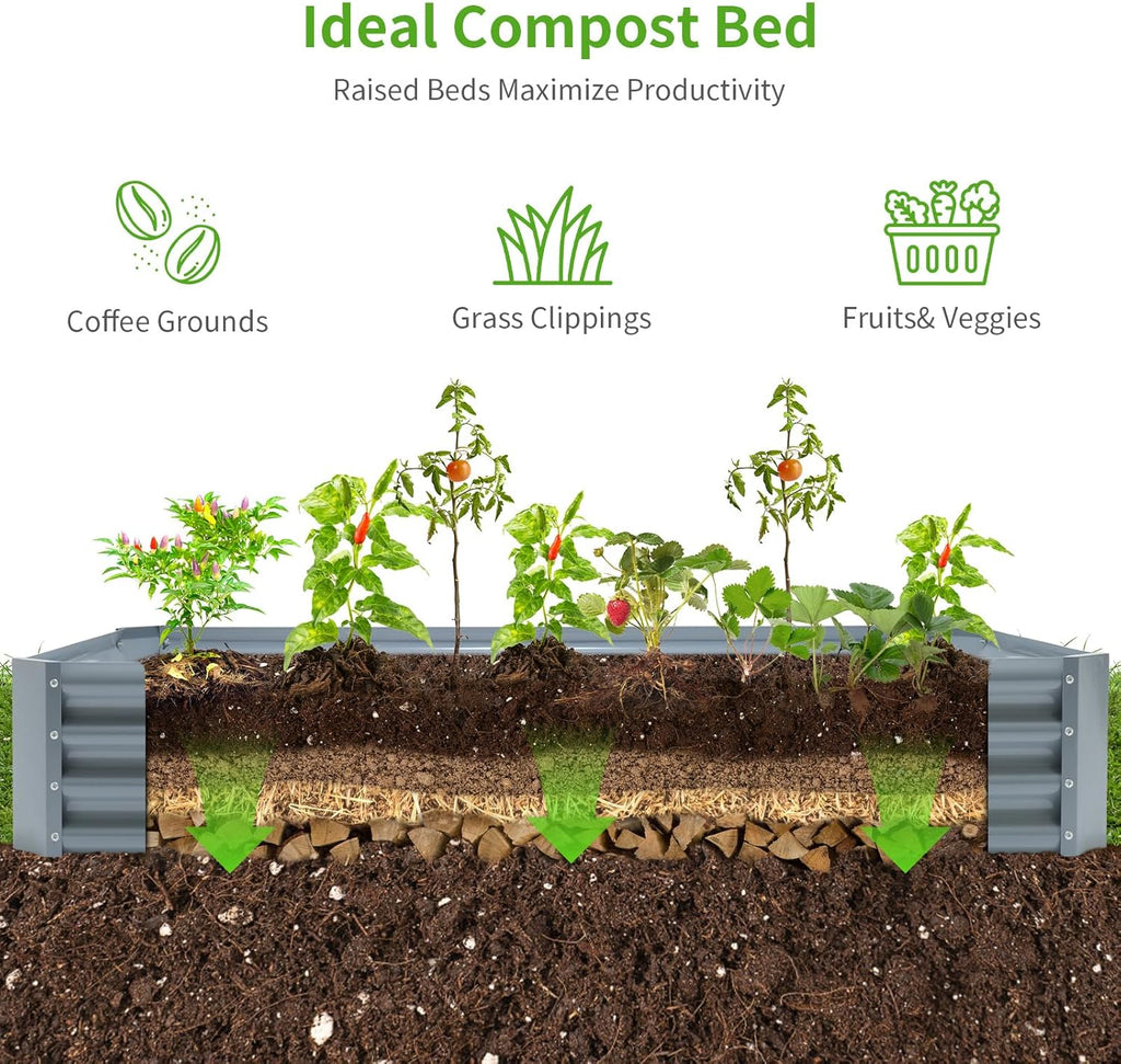 Land Guard 6×3×1ft Galvanized Raised Garden Bed Kit for Vegetables, Galvanized Large Metal Planter Raised Garden Boxes Outdoor(Modern Grey)…