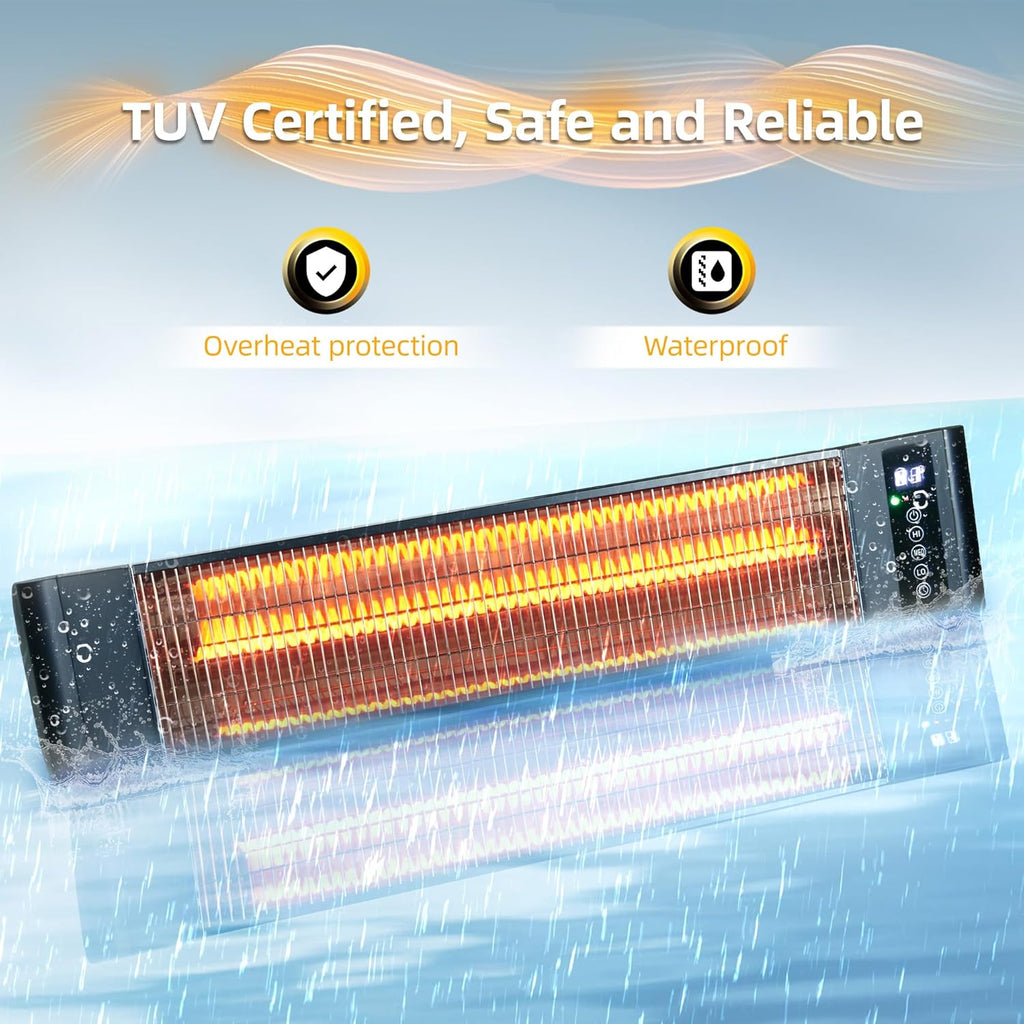 Outdoor Electric Heater RealSmart 1500W Portable Outdoor Patio Use 3 Heat Modes Wall Mounted Ceiling Tripod Heater Waterproof IP65 TUV Certification for Restaurant Garage