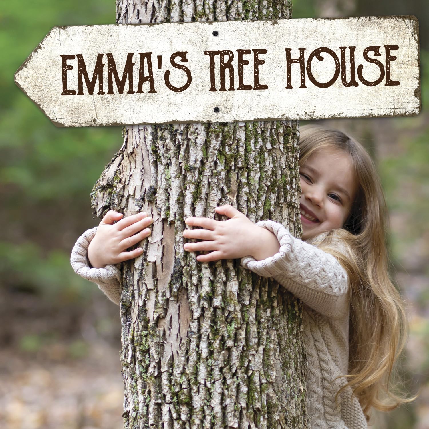 Rustic Custom Sign, Personalized Left Directional Metal Composite Street Sign for Indoor and Outdoor Use 6x24 Inches, ACM Made in the USA