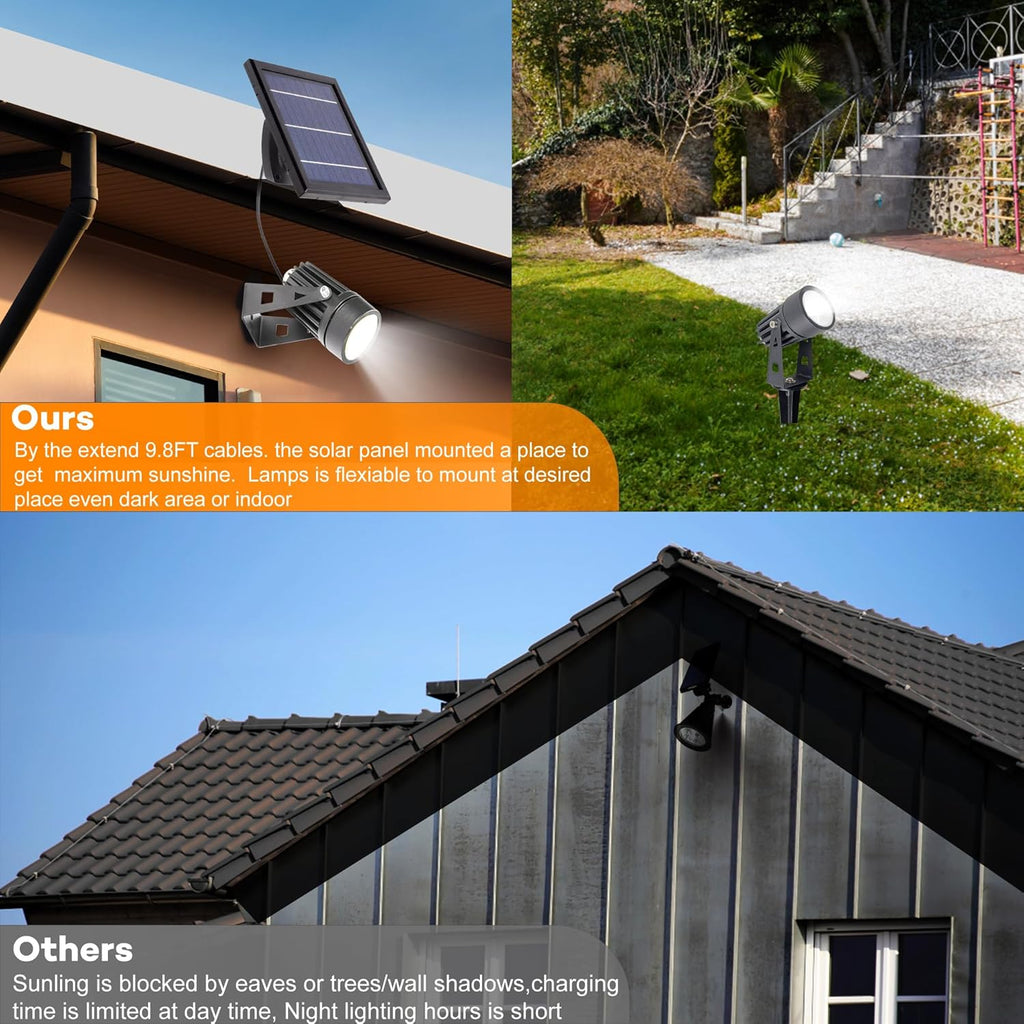 SUNLONG Solar Lights Outdoor Waterproof Solar Powered Spot Lights Aluminum Casting Landscaping Spotlight for Garden Yard Tree Uplight Downlight （Natural White）