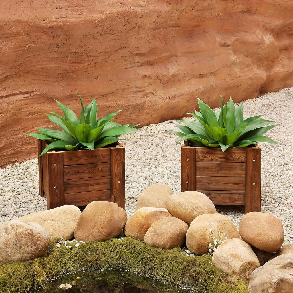 Artificial Plants Outdoor,UV-Resistant Fake Agave Succulent Plant 23 Inch Medium Size Faux Succulents Stems for Indoor Realistic & Natural Home Decor Plants for Office Housewarming 2 Pack