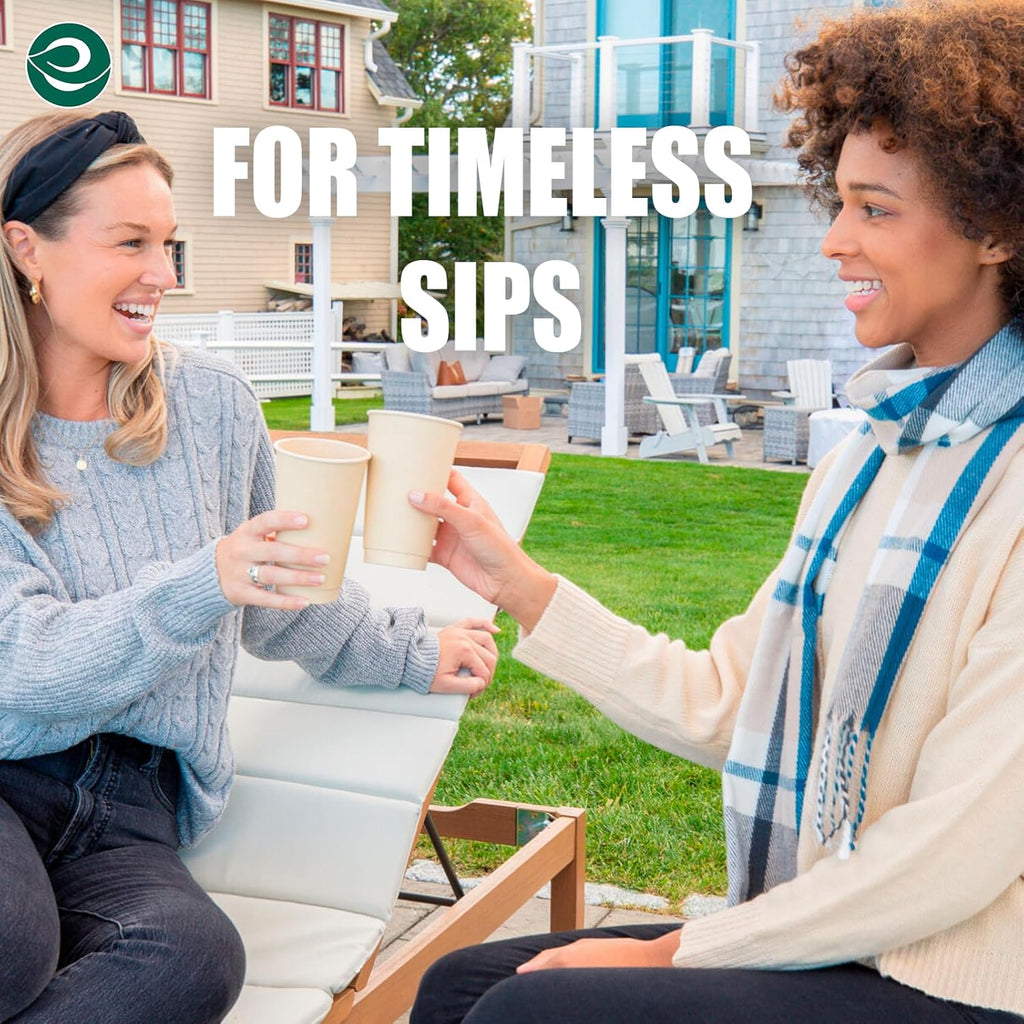 ECO SOUL 100% Compostable Plant-Based 16oz Hot Cups | (100 Count, 16 oz Hot Cups) | Disposable Bagasse Paper Cups | Eco-friendly Cups | Sturdy, Microwave & Oven Safe