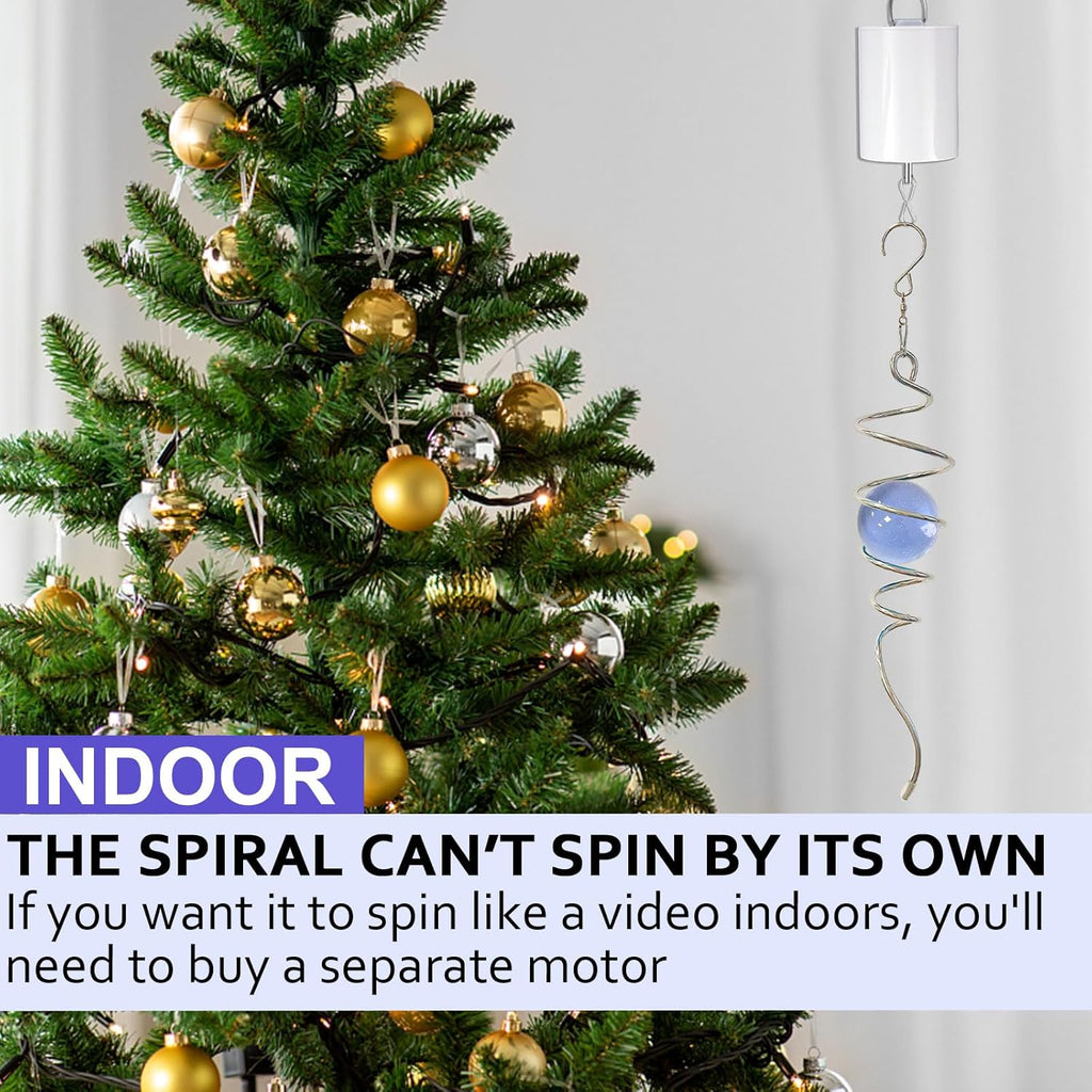 Wind Spinner Tail with Purple Glass Orb,Wind Spinners Stabilizer Gazing Ball Spiral Tail,Hanging Rotating Wind Spinner Spiral,Indoor Outdoor Visual Illusion Garden Decoration-13in