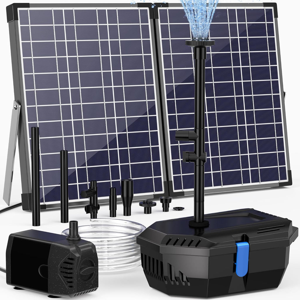 NFESOLAR Solar Pond Filter Fountain, 30W Solar Fountain Pump with Pond Filter, 16.4FT Cord, 6.6FT Tubing for Outdoor Pond 200-600 Gallons, Fish Tank, Pool, Garden Waterscape N3223