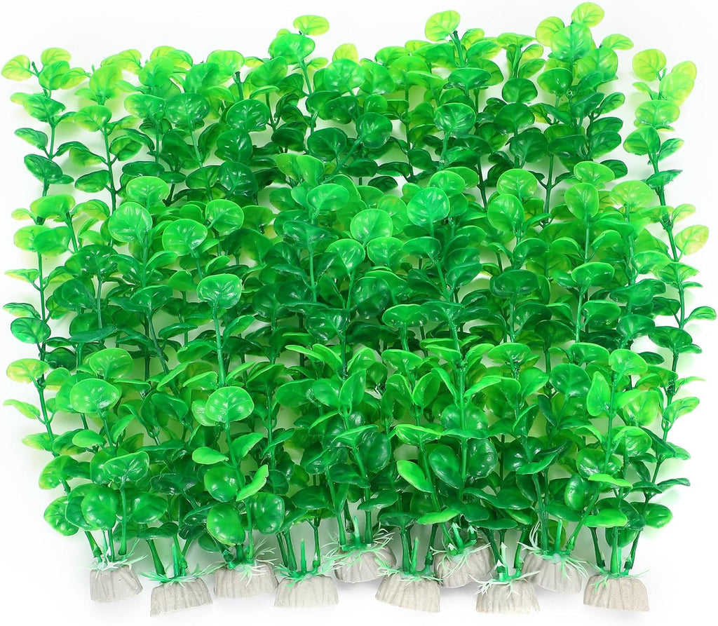 AQUANEAT Fish Tank Artificial Plants, Aquarium Plants Plastic, 12Inch Tall Green Decorations,10packs