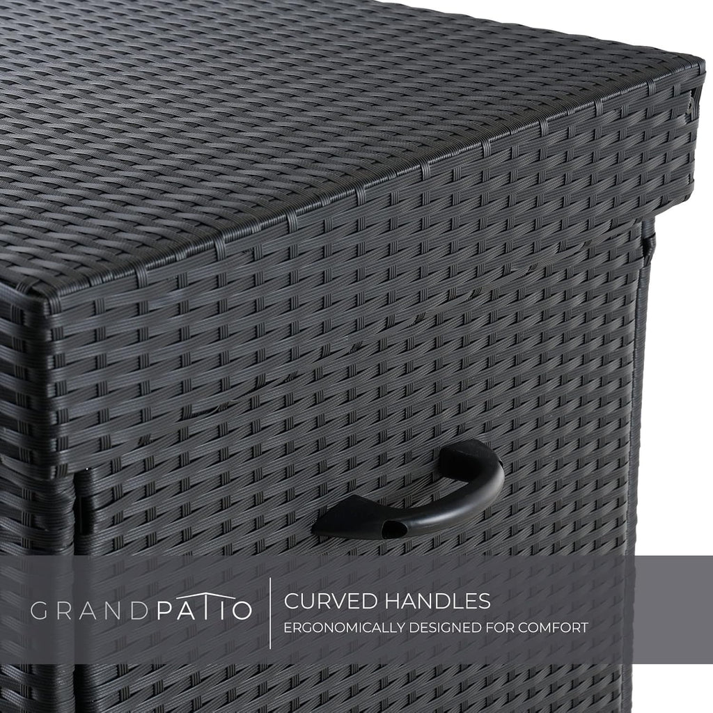 Grand patio 170 Gallon Deck Storage Box Deck Box Outdoor Storage Box Indoor Wicker Storage Bin Patio Storage Box for Patio Furniture Cushions Garden Tools Pool Accessories, Black