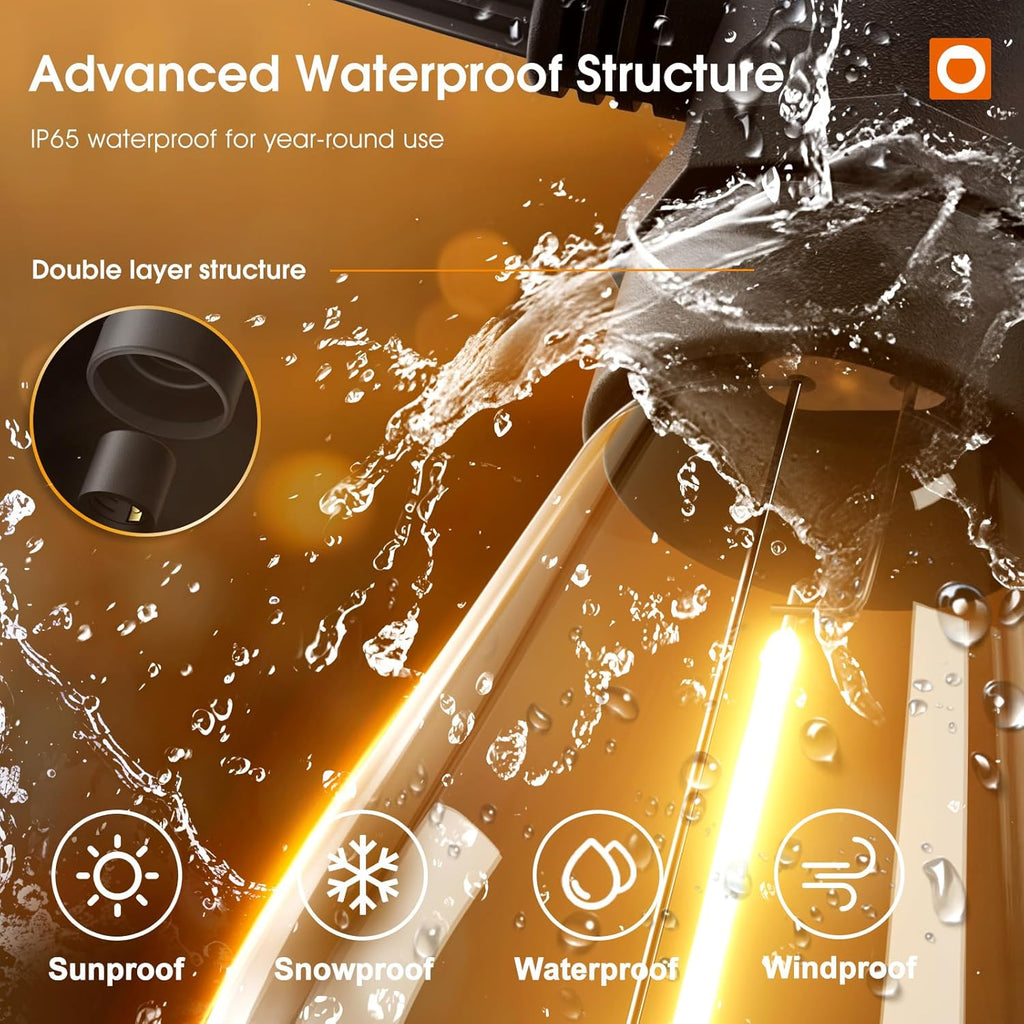 addlon 25FT LED Outdoor String Lights with Edison Shatterproof Bulbs, Heavy-Duty and Weatherproof Strand, Commercial Grade Patio Lights, Decorative for Garden or Patio, Black