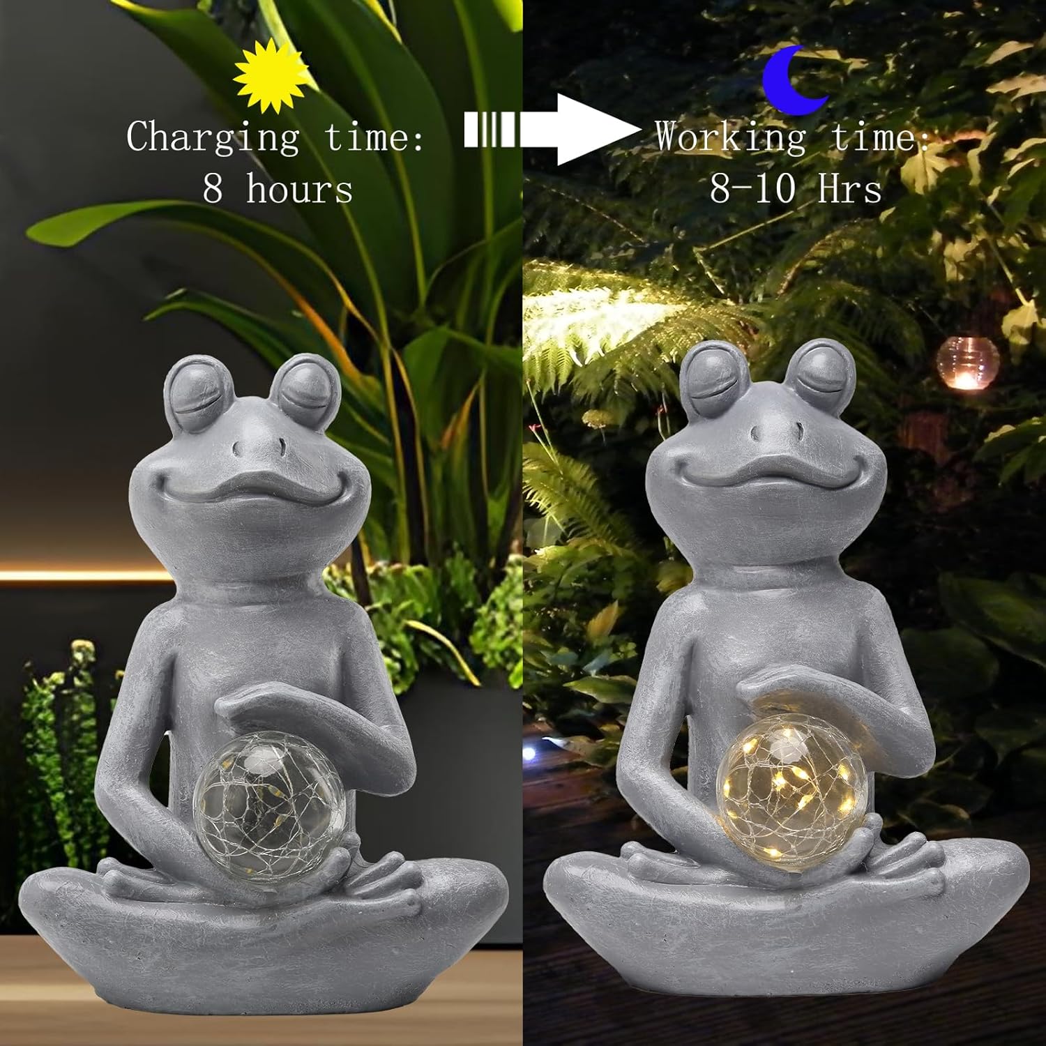 Solar Frog Garden Statues Meditating Yoga Frog Statue Housewarming Gifts for Women Mom Zen Garden Figurines for Lawn Patio Yard Porch Garden Decor Decorations Gift Ideas