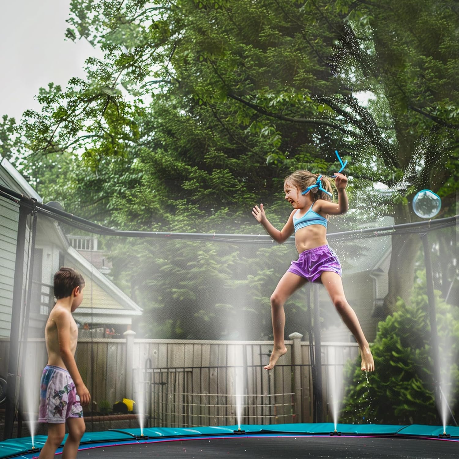 GOXAWEE Misting System, 59FT (18M) Misting Line + 20 Brass Mist Nozzles + Brass Adapter(3/4"), Misters for Outside Patio Cooling Outdoor Garden Greenhouse Trampoline for Waterpark