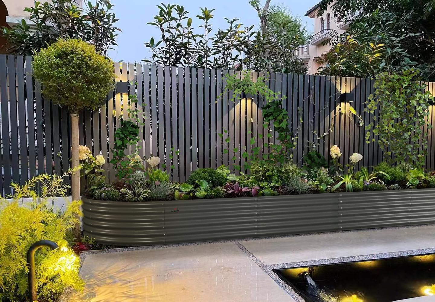 A ANLEOLIFE 12X3X1.5 ft Galvanized Raised Garden Beds Outdoor, Oval Extra Large Metal Planter Box for Planting Vegetables Flowers Herb, Anti-Rust & Easy-Setup, Quartz Grey