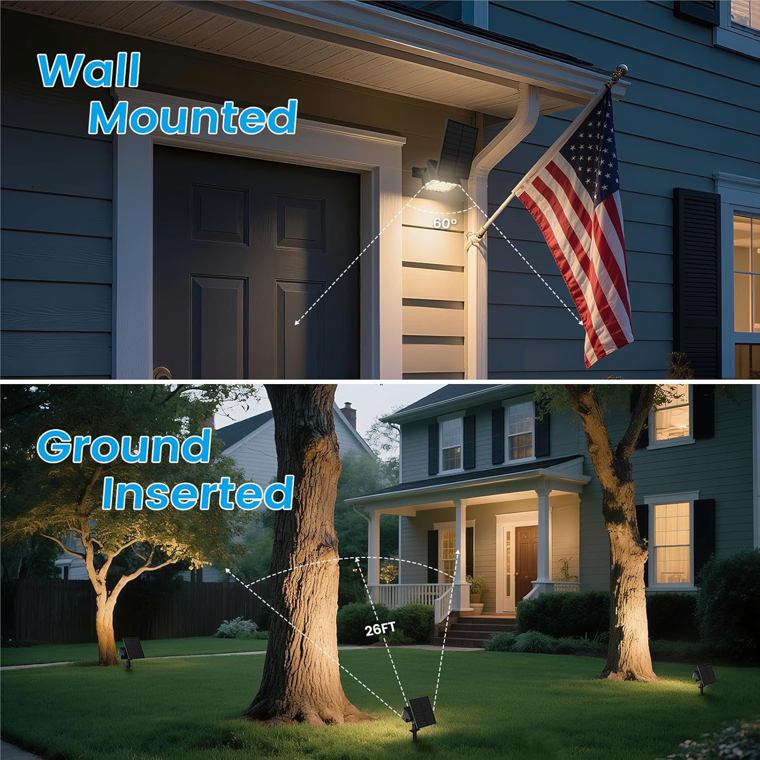 VOLISUN Solar Spotlight Outdoor, IP67 Waterproof Solar Landscape Spot Lights，Uplights for Yard Garden Pathway - 8 Pack (Warm White) 27 LED 3 Lighting Modes