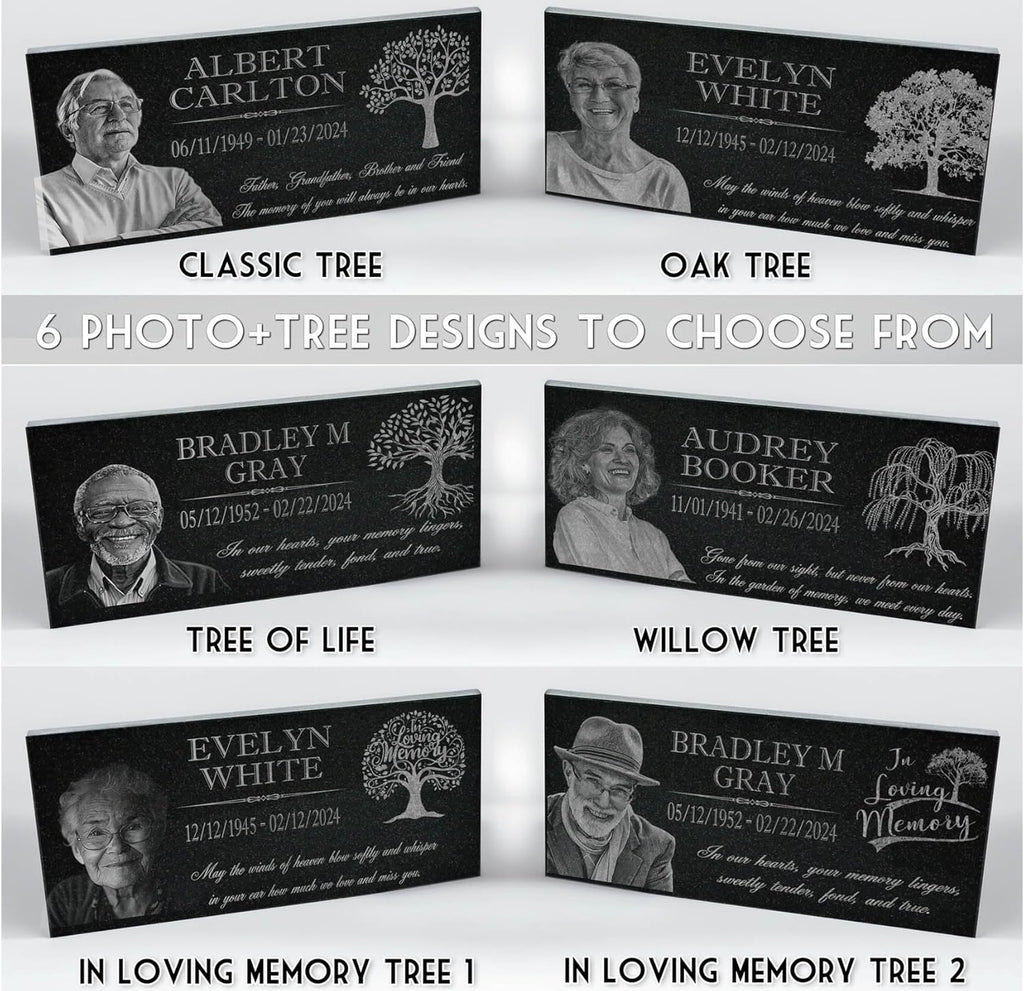 in Loving Memory Photo Tree of Life Personalized Granite Memorial Stone Sympathy Remembrance of Dad Mom Child