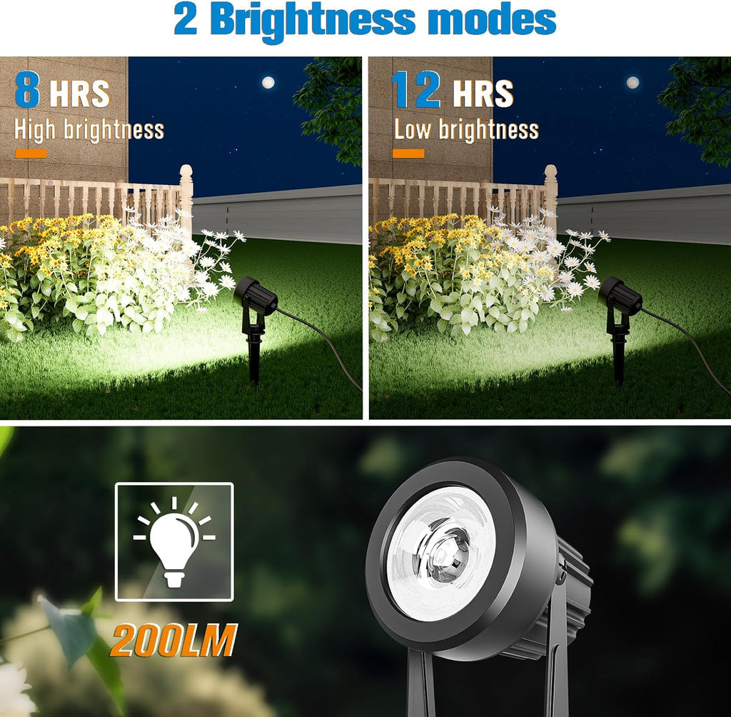 APONUO Solar Spot Lights Outdoor 2-in-1 Solar Landscape Lighting Dusk to Dawn Solar Uplights IP65 Waterproof 9.8ft Cable Outdoor Spot Lights for Yard Pathway Garden Tree Decoration (Cool White)